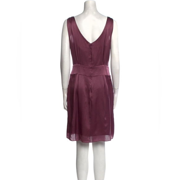 Milly Purple Sleeveless Knee Length Shift Dress Bow 100% Silk Formal Party - Picture 3 of 11